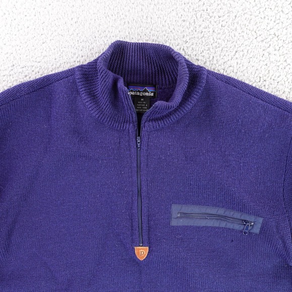 Patagonia Alpiniste Heavy Wool Sweater Mens M Purple 1/2 Zip Vintage 1998 51311